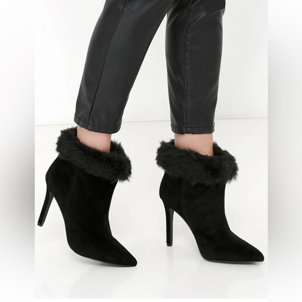 Sketcher fur heeled boots